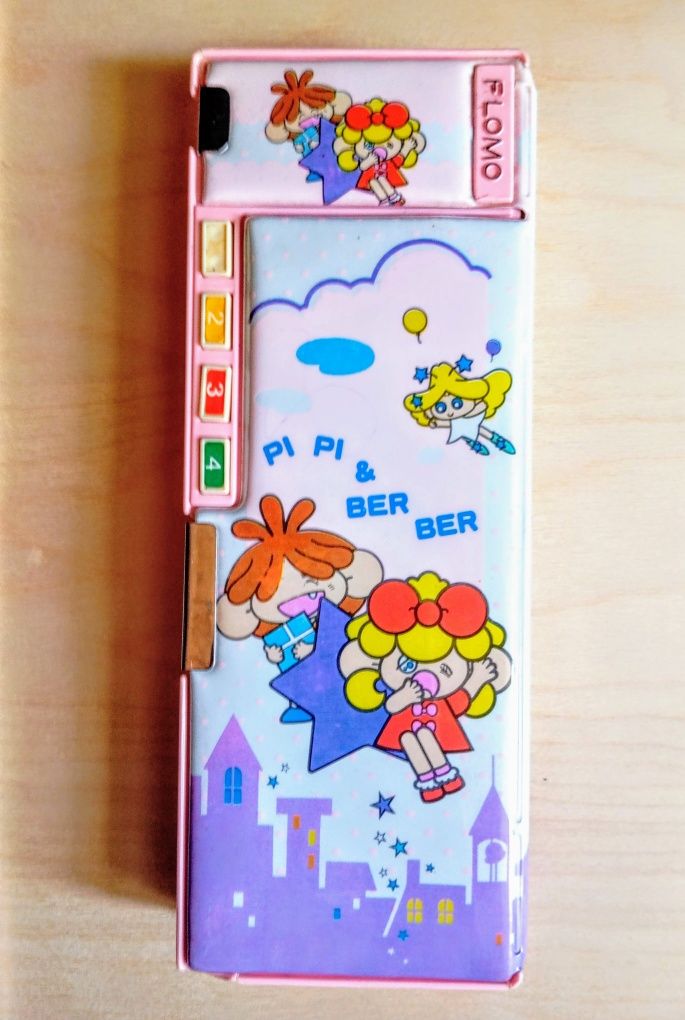 Estojo escolar anos 80, Pi Pi & Ber Ber Japão.