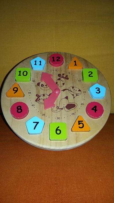 Drewniany zegar edukacyjny NAUKA CZASU puzzle dla dziecka nauka godzin