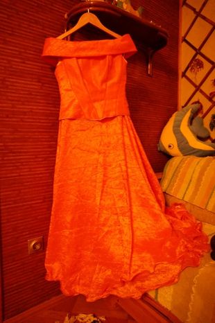 Платье в пол не мнется вечернее персиковый цвет, корсет+юбка