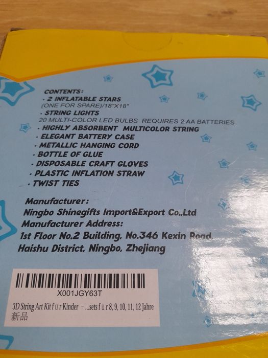 Zestaw dla dzieci rękodzieło dyi gwiazdka 3d string art