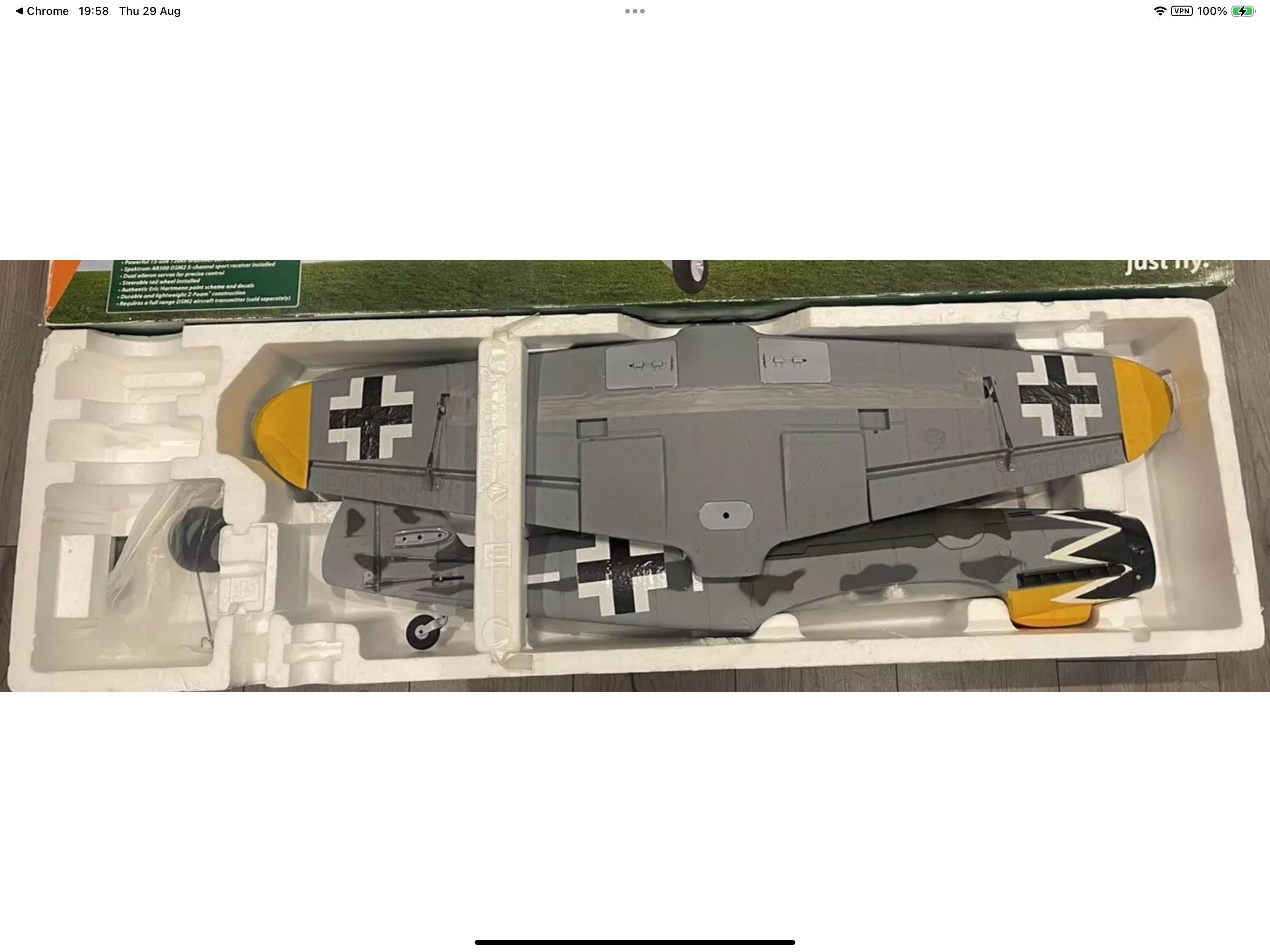 Aero RC Parkzone Messerschmitt BE-109G BNF 1 metro envergadura SEM USO