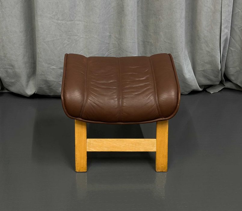 Коричневий шкіряний пуф/пуфик/отаманка/шкіряні пуфи/меблі з Європи