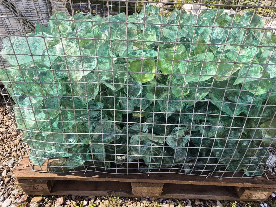 Szkło do gabionów turkusowe