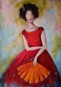 Картина олійними фарбами Червоне плаття 50*70 см