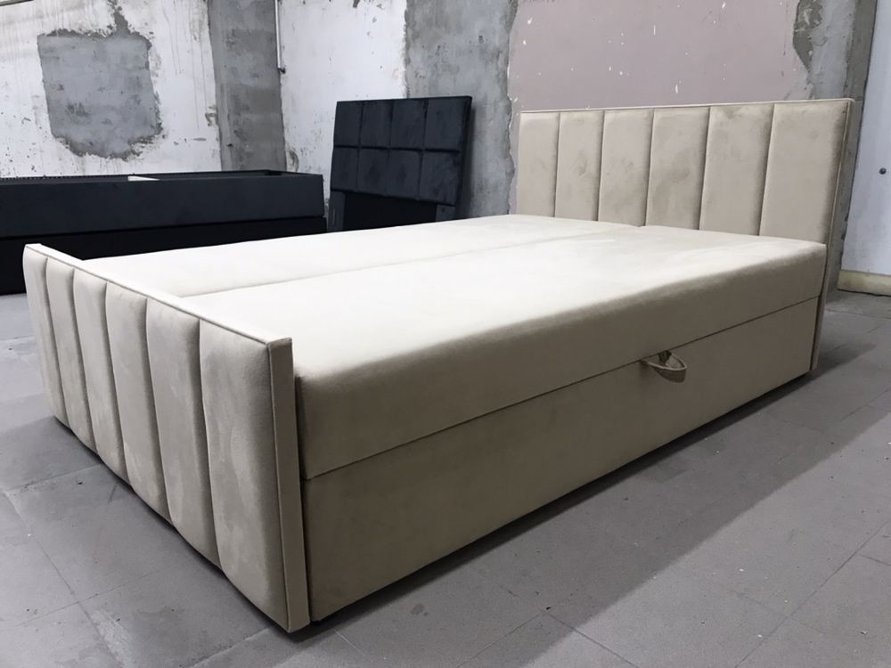 Łóżko tapicerowane Kontynentalne materac 140x200 + pojemnik na pościel