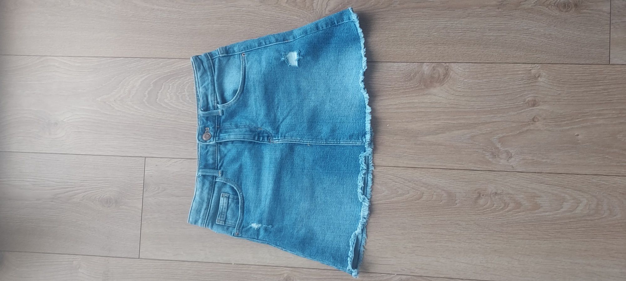 Spódniczka jeansowa mini Zara przetarcia
