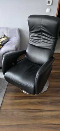 Fotel skórzany rozkładany czarny Relax TV