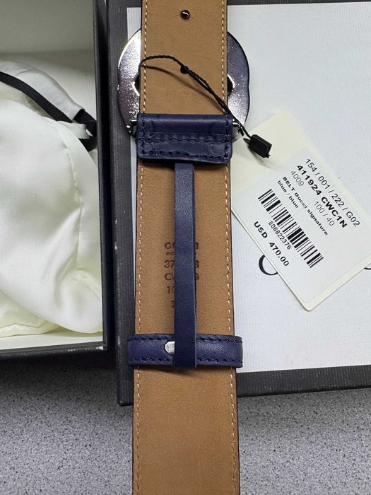 leather belt Gucci GG dark blue (one size)