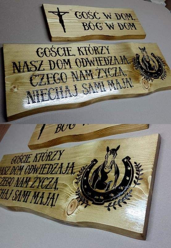 Szyld drewniany ozdobny z napisem