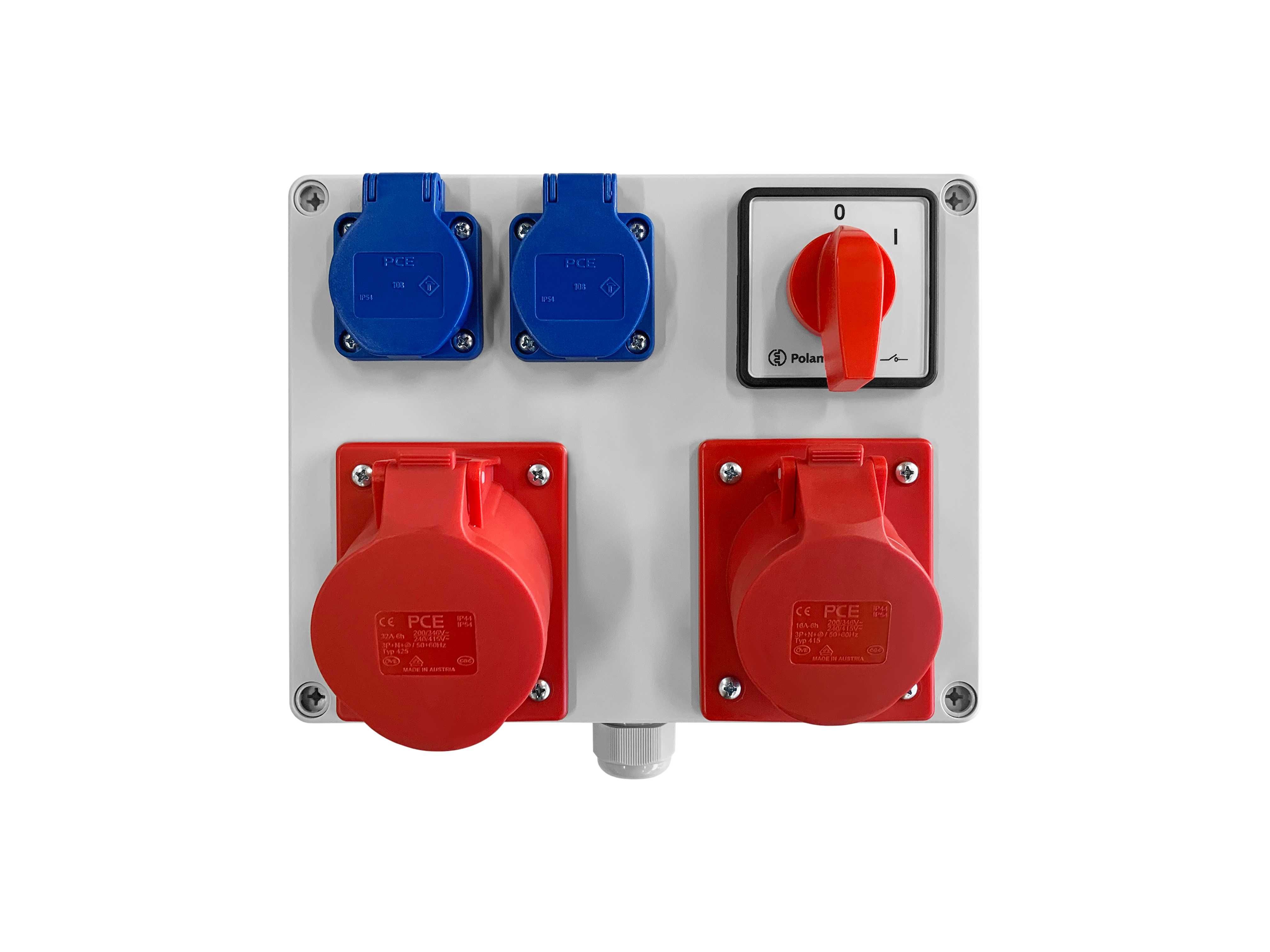 Rozdzielnica elektryczna, gniazda 1x16A/1x32A 5P 400V|2x16A 230V + 0-1