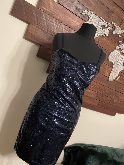 Sukienka cekinowa sylwestrowa granatowa New Look nowa z metka XS-S