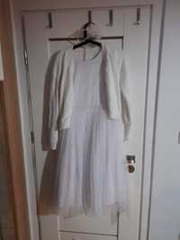 Sukienka komunijna SLY 158 plus sweterek,opaska i torebka