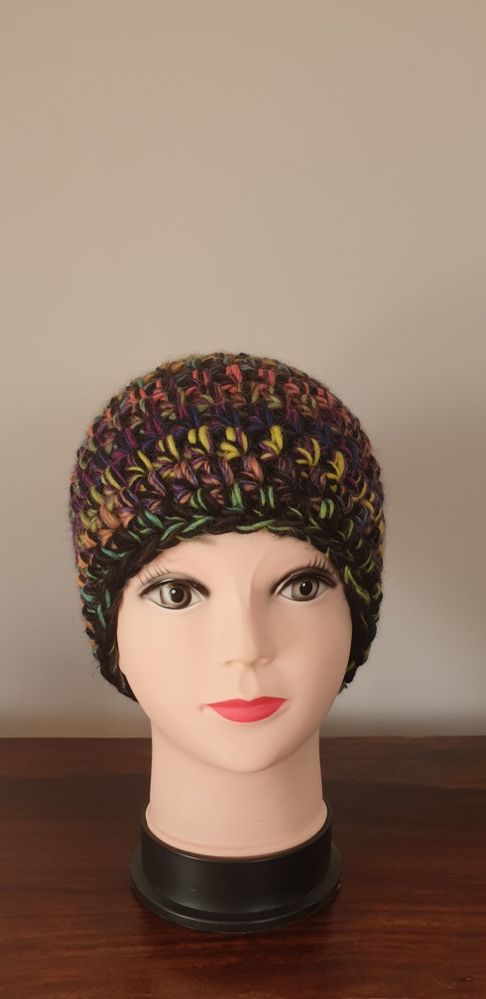 Gruba czapka handmade beanie wełna + akryl, kolory