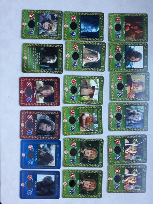 18 różnych kart Władca Pierścieni Lay's 2002 r.- nieużywane, z klasera