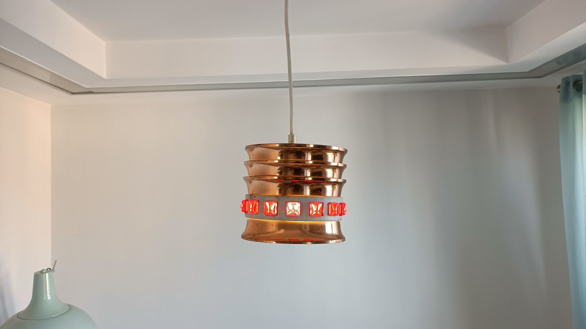 Stara Lampa Vintage Kosmiczna UFO Miedziana DDR VEB 70 lata wisząca
