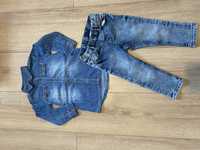 Zestaw Koszula jeansowa w gwiazdki spodnie jeansy 86