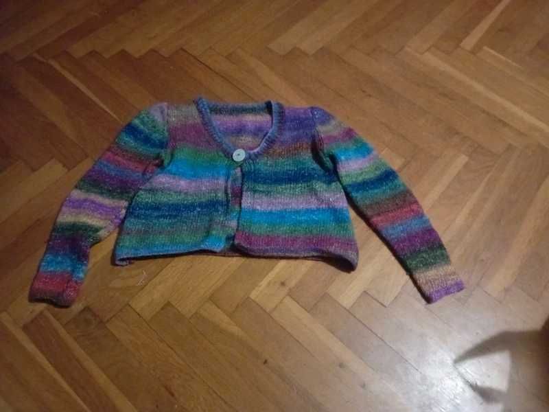 Krótki sweterek ręcznie robiony handmade rękodzieło XS ombre wełna