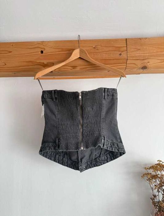 Top damski gorset jeansowe szary Zara Y2K basic seksowny festiwal L/40