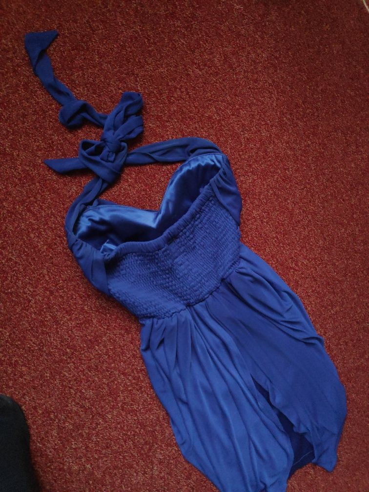 Elegancka sukienka na wesele niebieska XS
