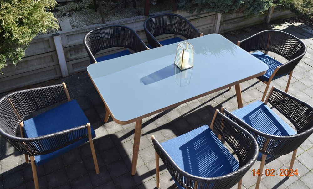 zestaw ogrodowy 6+1 technoratan obiadowy stół krzesła promocja