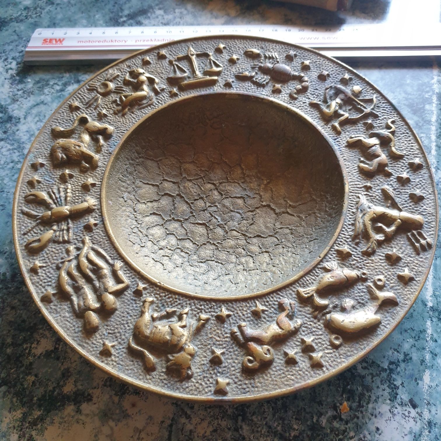 Vintage Danish Bronze Zodiac Dish from Nordisk Malm, 1940s