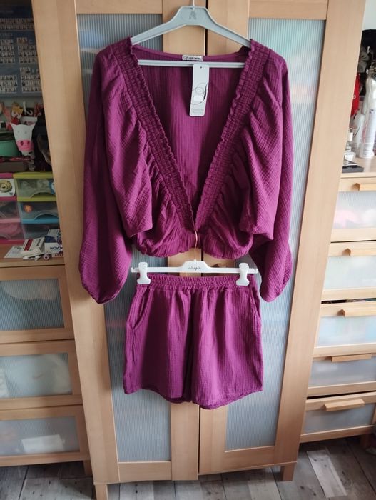 Komplet muślinowy szorty z bluzką Nowy!