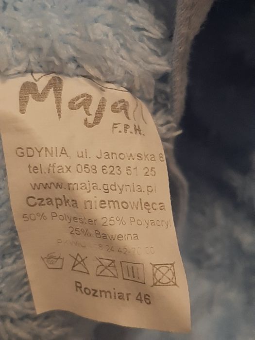 Czapka niemowlęca maja 46 niebieska + rekawiczki