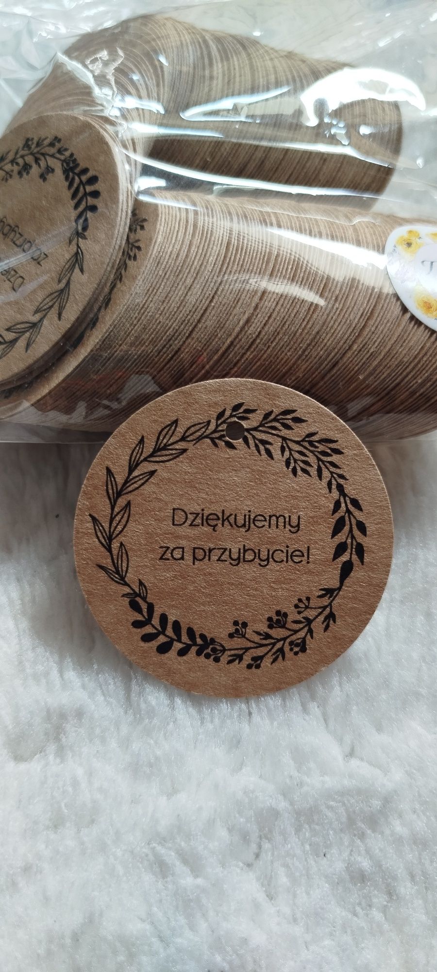 Karteczki z podziękowaniem dla gości, zawieszki na upominki 200szt.