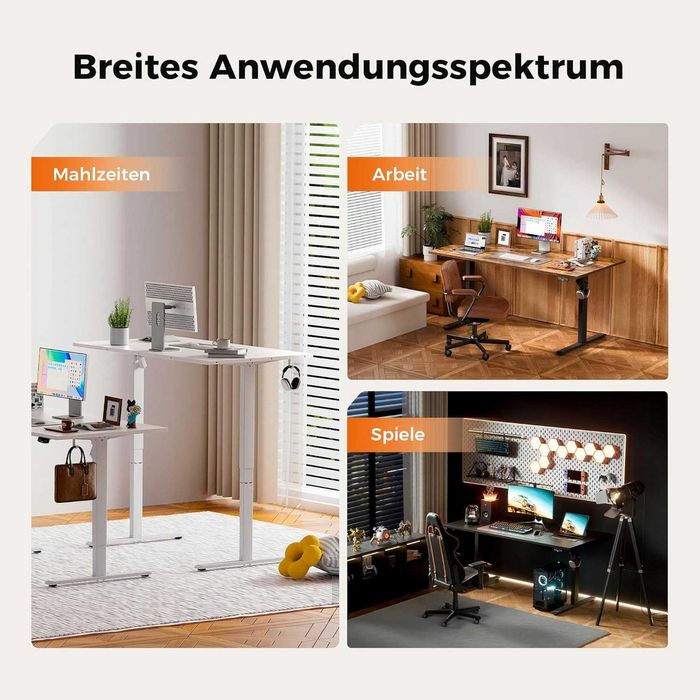 Biurko Komputerowe Elektryczne Agilestic 140 x 80 x 72 cm biały, brąz