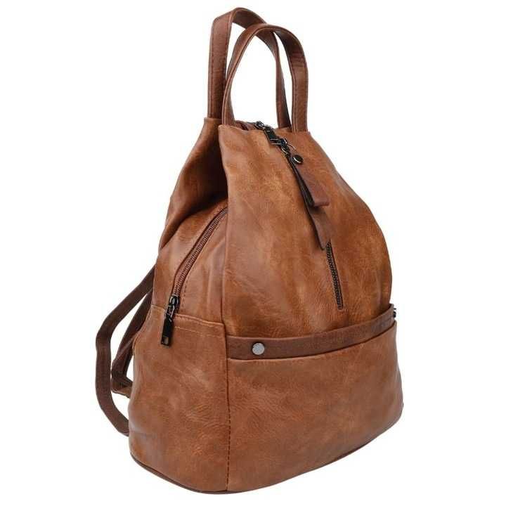 Plecak damski miejski A4 plecaki na zamek torebki klasyczne brązowy