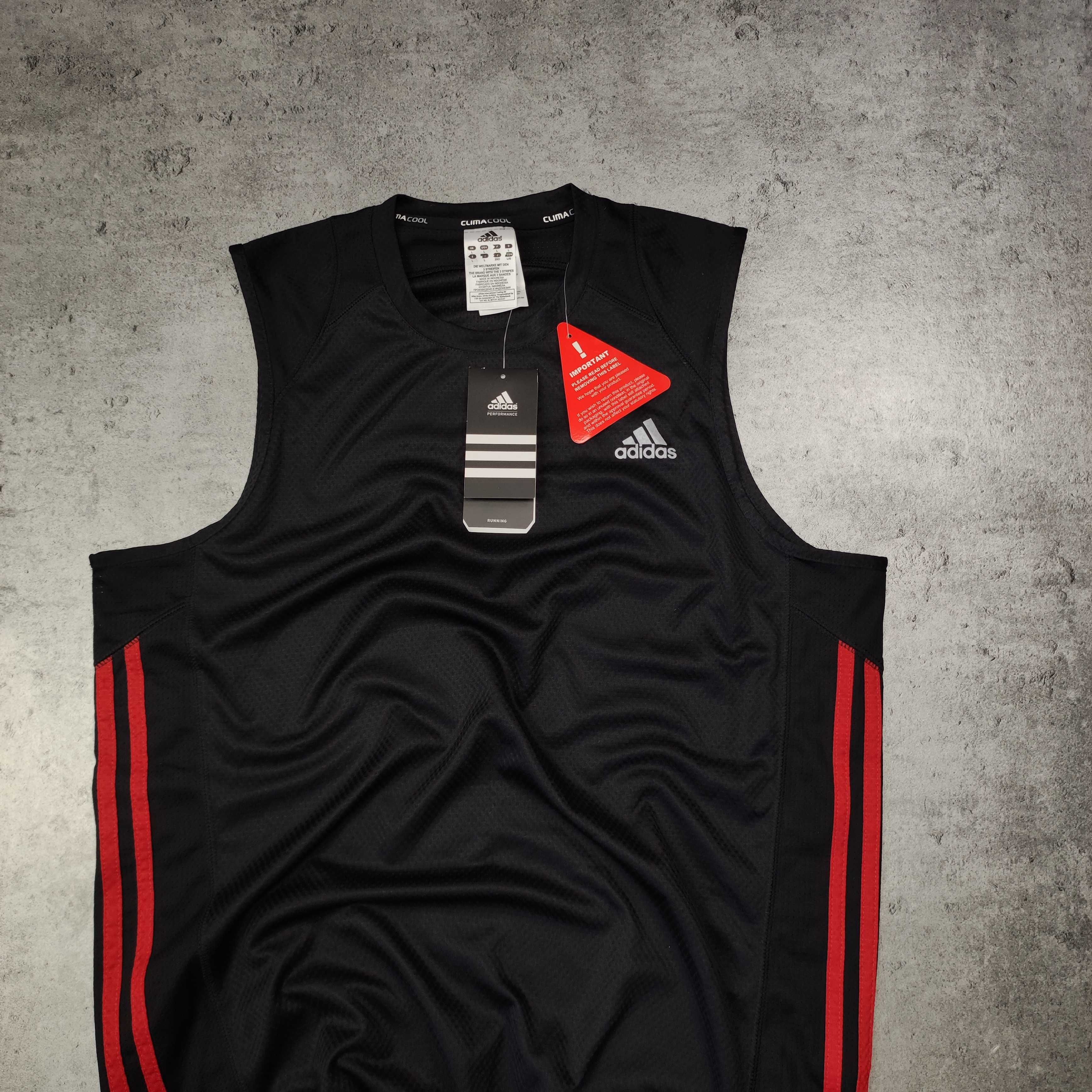 MĘSKA Koszulka Sportowa Czarna ClimaCool NOWA Adidas bez Rękawów Logo