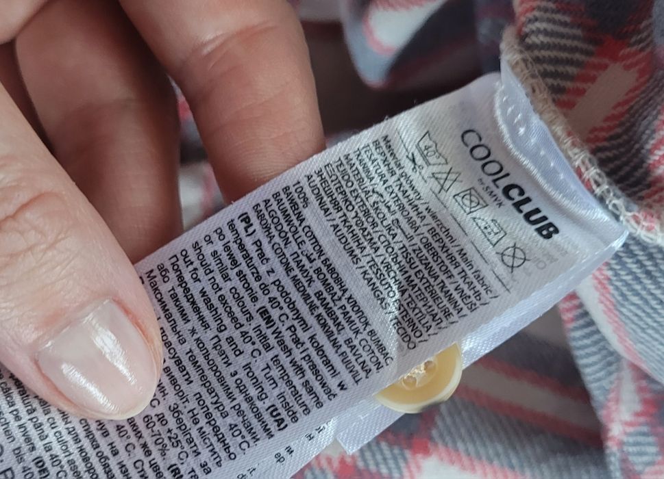 Kremowa bawełniana koszula dla dziewczynki w krate rozm. 116