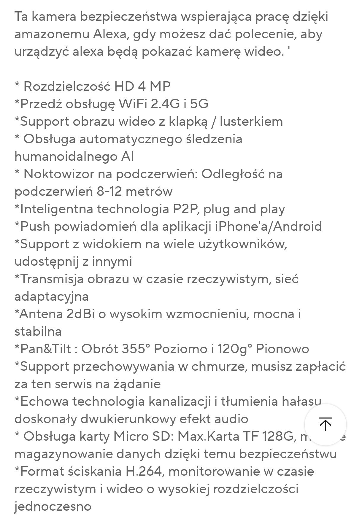 Kamera monitoring wewnętrzna do domu, pokoju dziecka itp. Alexa