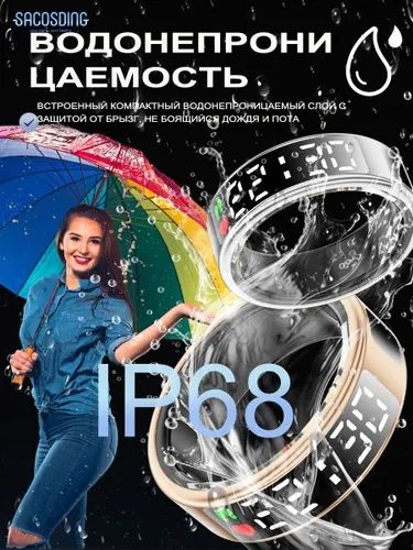 Смарт-кольцо, кільце, smart ring с дисплеем, Цвет золото