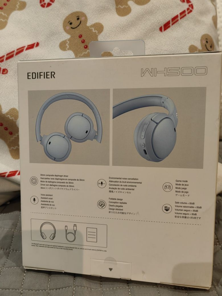 Edifier słuchawki bezprzewodowe nauszne błękitne Blue nowe