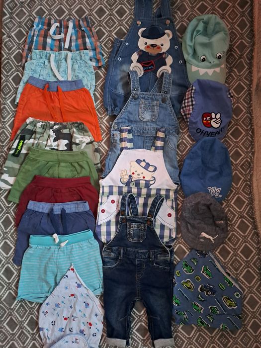 Krótkie spodenki 80-86 ,ogrodniczki 74