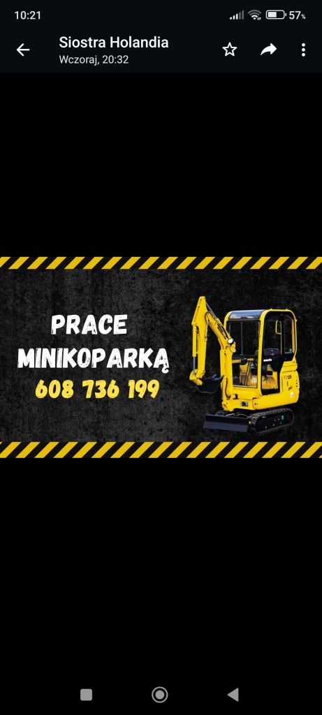 Prace minikoparką wykopy załadunek minikoparka usługi