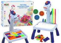 Mini Projektor Stolik Tetris 2w1 Jednorożec Niebieski
