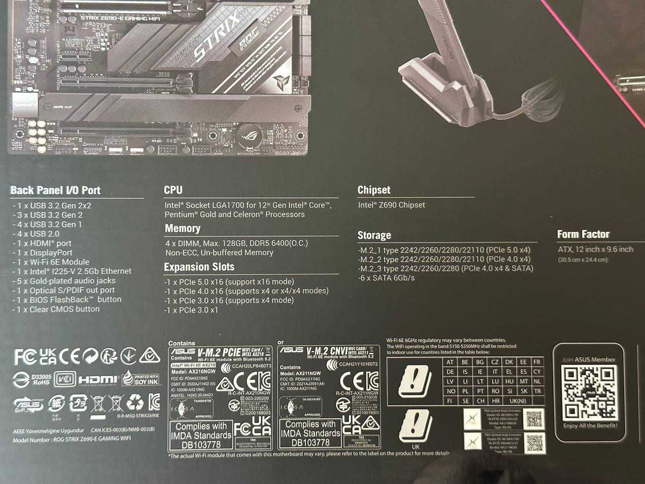 Материнська плата ASUS ROG Strix Z690-E WiFi ATX DDR5