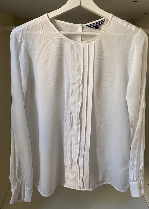 Tommy Hilfiger koszula damska biała w plisowana rozpinana na plecach