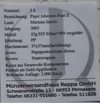 Jan Paweł II -2005- SREBRO + SWAROVSKI