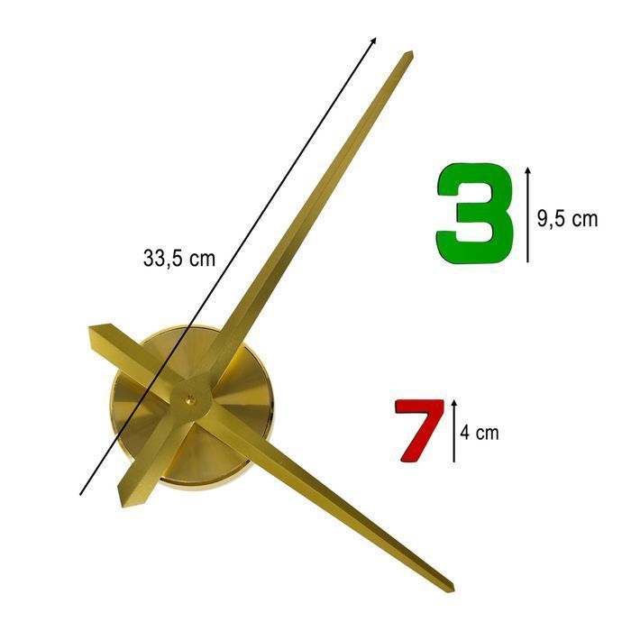 zegar ścienny naklejany 12 cyfr 80-90 cm złote wskazówki kolorowy