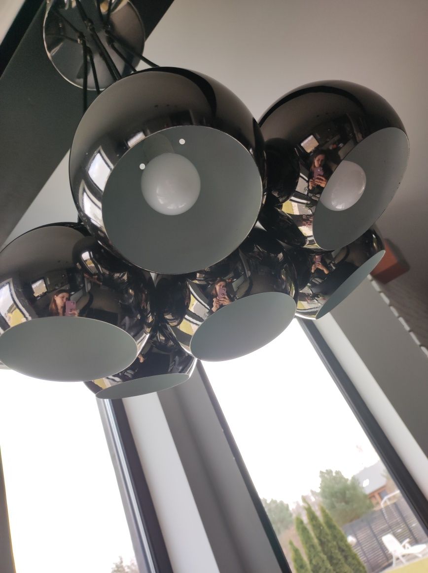 Lampa wisząca 5 srebrnych kul plus 3 pojedyncze