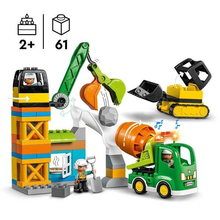 LEGO Duplo Plac Budowy Dźwig Betoniarka 3 figurki Prezent