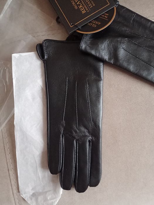 Rękawiczki skórzane damskie antybakteryjne ocieplane M/7