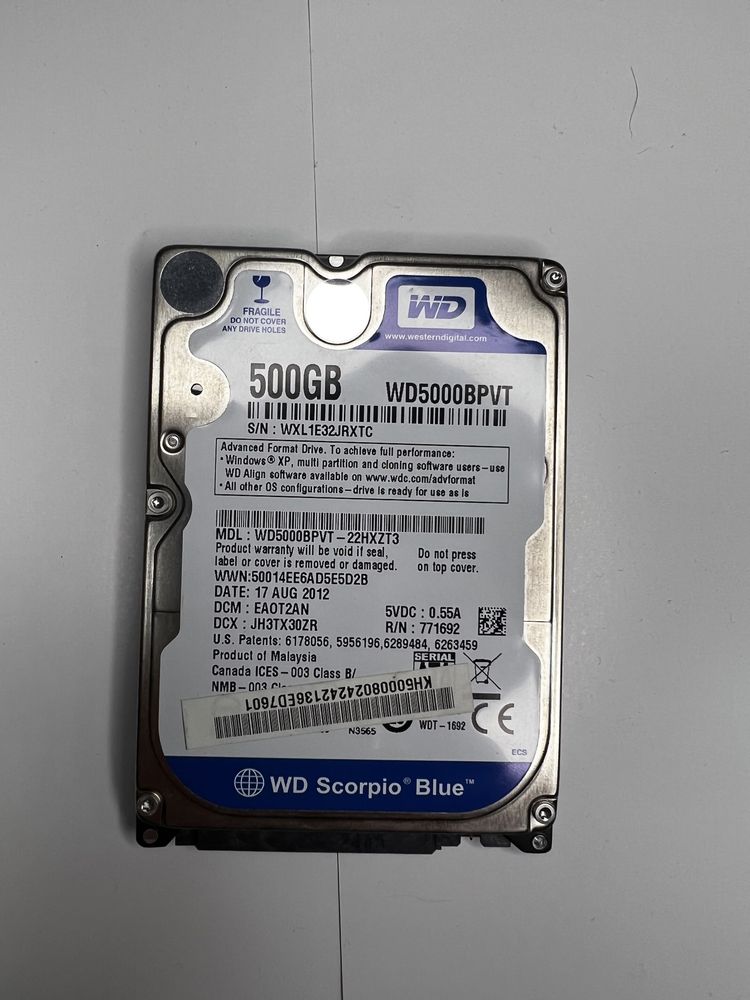 Жорсткий диск Western Digital Blue 2,5 (RE WD500BPVT)