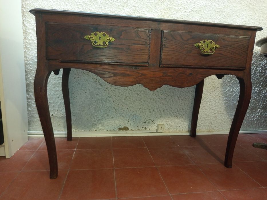Mesa de apoio antiga em madeira 1.10x55x78Cm