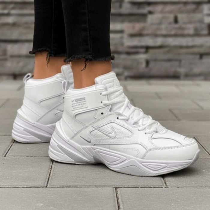 Nike M2K Tekno High Fur White женские зимние кроссовки с мехом Найк