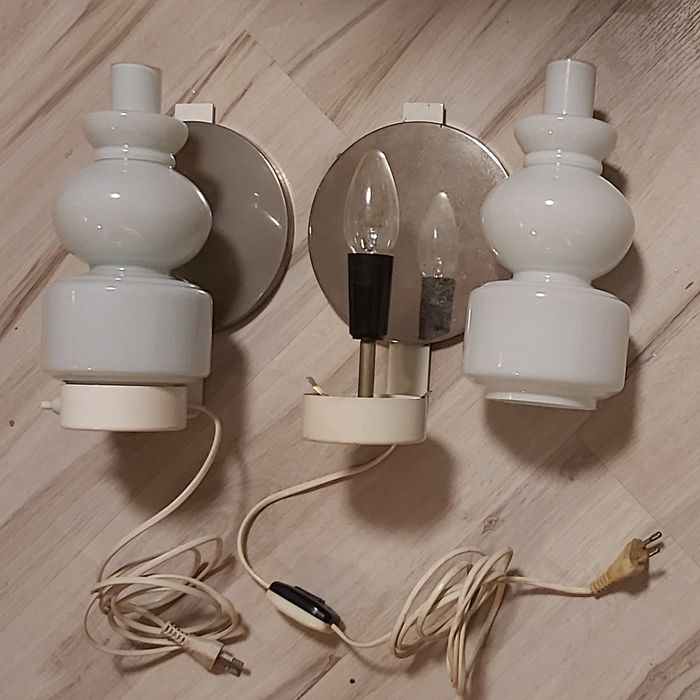 Lampki nocne kinkiet PRL metal+szkło używane 2szt.