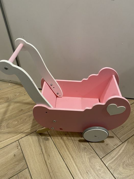 Wózek dla lalek drewniany różowy